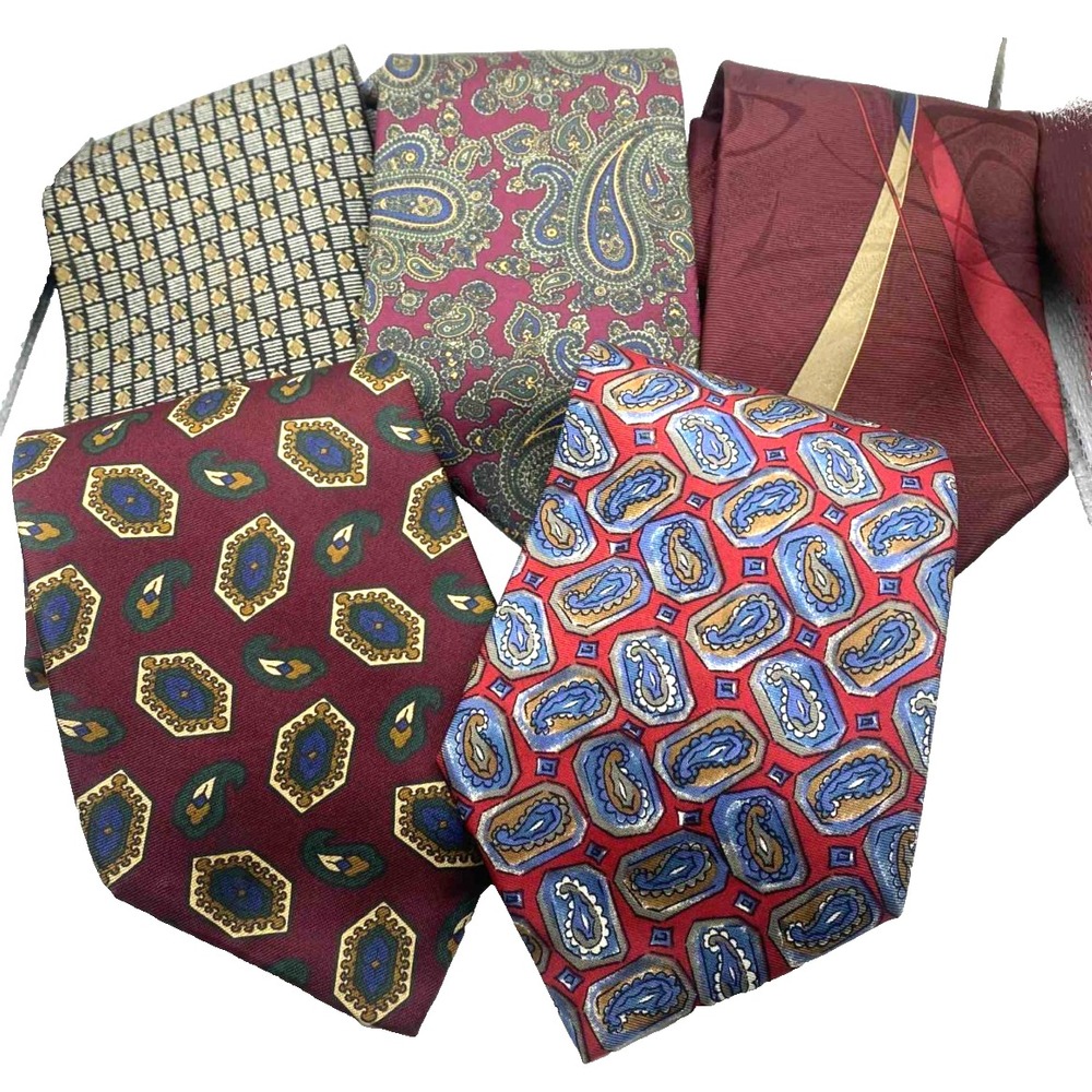 Lot of 5 Vintage Mens Neck Ties silk professional career preppy boardroom